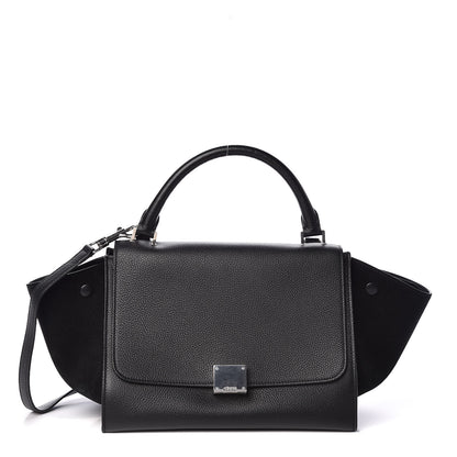 Celine Drummed Calfskin Suede Small Trapeze Black 1 of 8