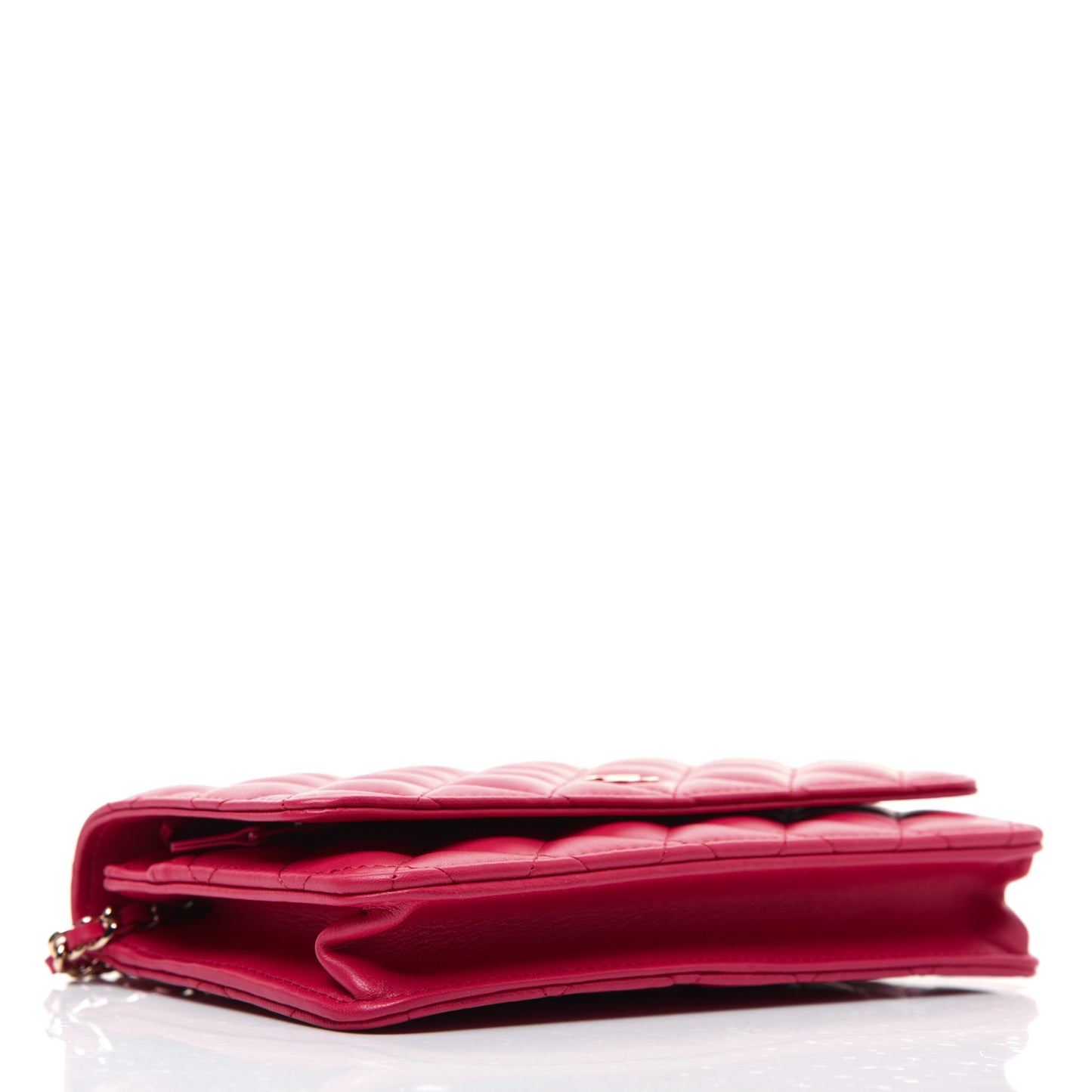 Lambskin Quilted Wallet On Chain WOC Light Red