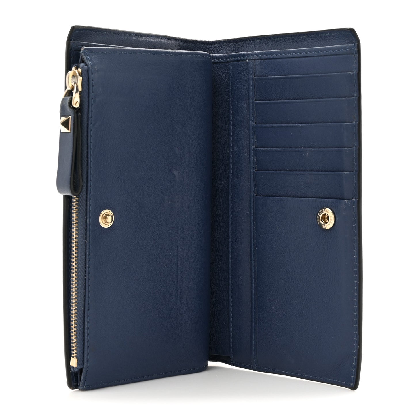 Calfskin Rockstud Continental Wallet Baltique