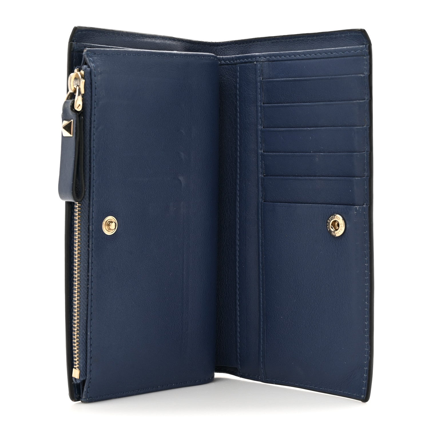 Valentino Garavani Calfskin Rockstud Continental Wallet Baltique 5 of 11