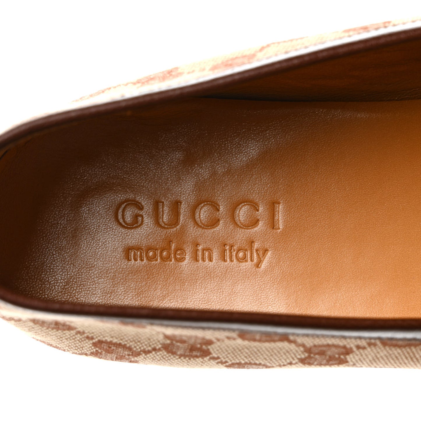 Canvas GG Monogram Horsebit Mens Jordaan Loafers 8 Beige Ruggine Light Brown