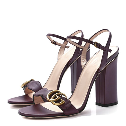 Gucci Lifford Calfskin GG Marmont Ankle Wrap 105mm Sandals 39.5 Vintage Bordeaux 3 of 7