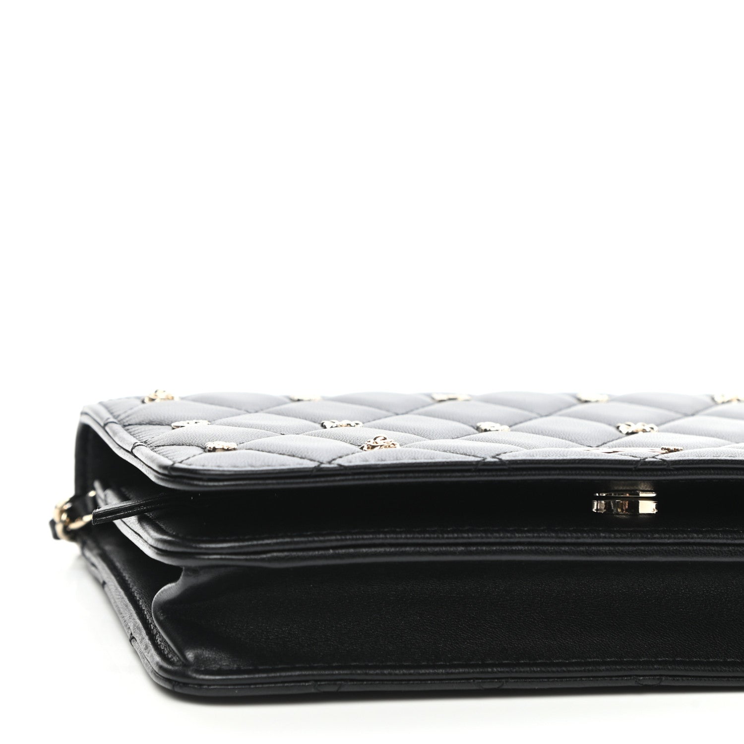 Chanel Lambskin Quilted Studded Wallet On Chain WOC Black 8 of 11
