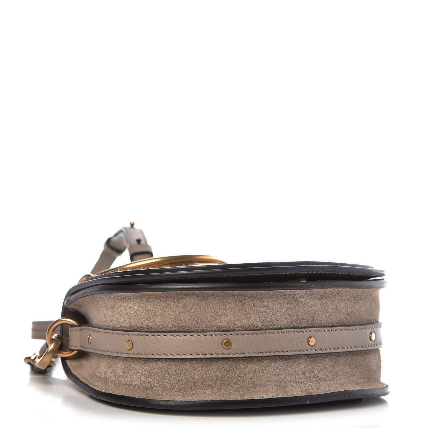 Calfskin Suede Small Nile Bracelet Bag Motty Grey