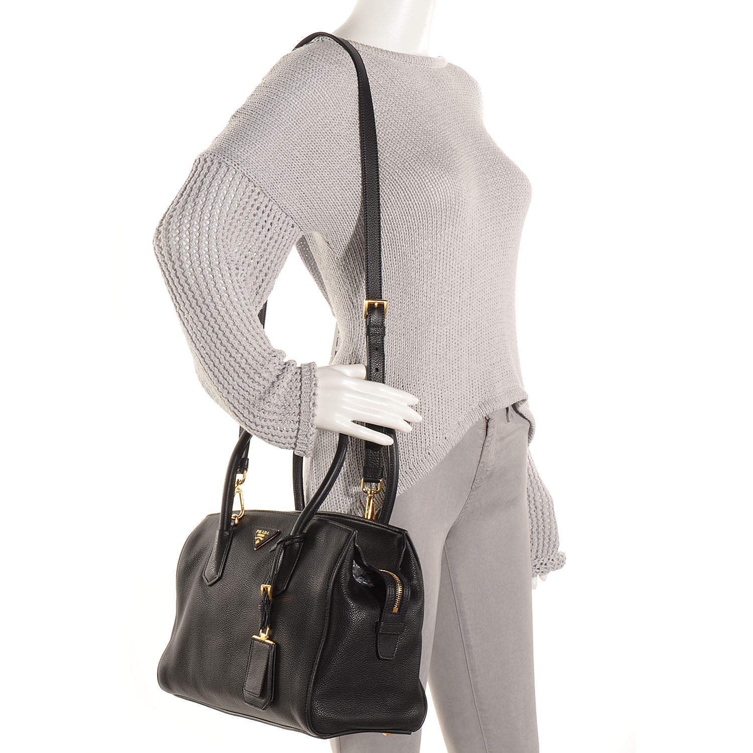 Prada Vitello Grain Tote Black 2 of 11