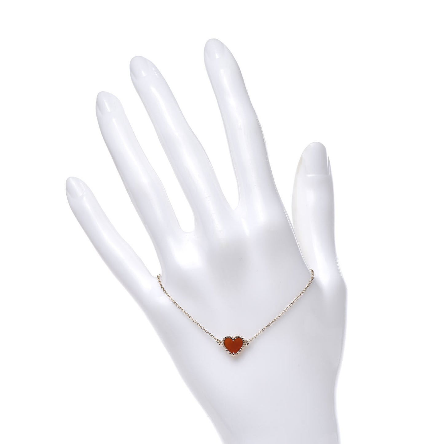 18K Rose Gold Carnelian Sweet Alhambra Heart Bracelet
