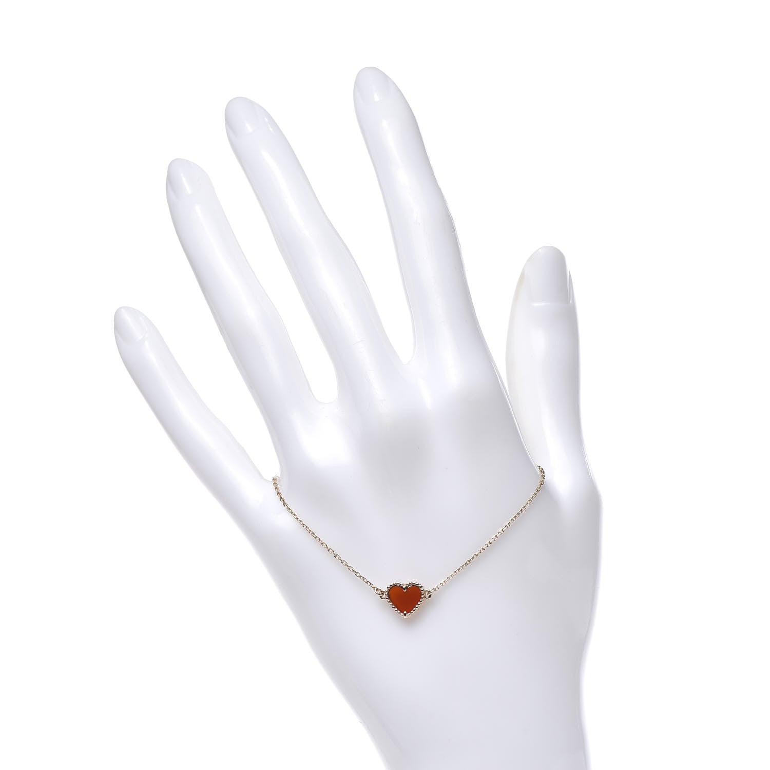 Van Cleef & Arpels 18K Rose Gold Carnelian Sweet Alhambra Heart Bracelet 2 of 6