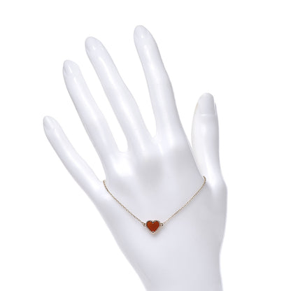Van Cleef & Arpels 18K Rose Gold Carnelian Sweet Alhambra Heart Bracelet 2 of 6