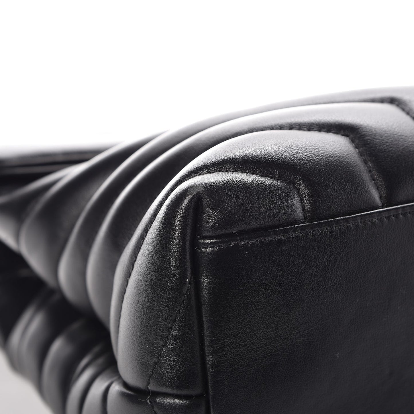 Calfskin Y Quilted Monogram Medium Loulou Chain Satchel Black