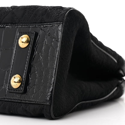 Louis Vuitton Monogram Silk Pony Hair Alligator Trim Linda Black 10 of 10