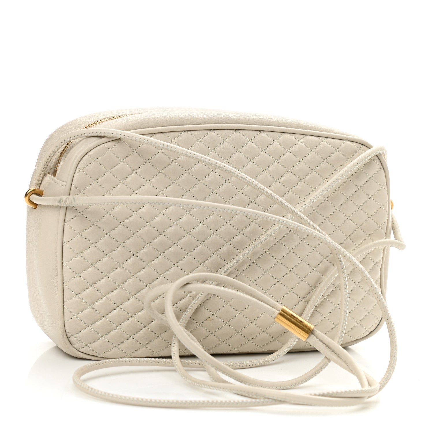Saint Laurent Lambskin Quilted Victoire Camera Bag Blanc Vintage 3 of 10
