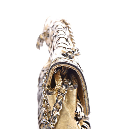 Chanel Metallic Crackled Calfskin Medium CC Mix Flap Gold Silver 8 of 17
