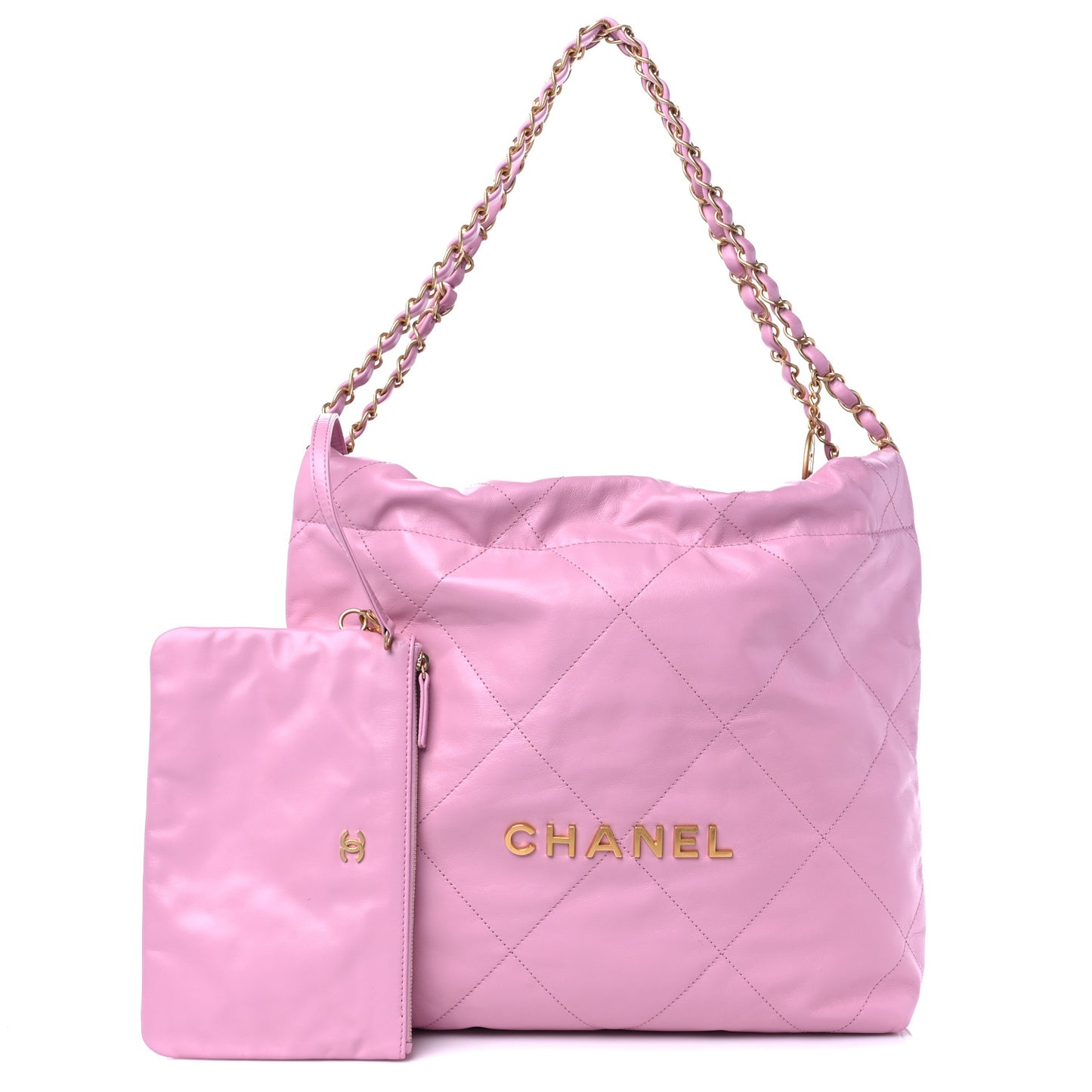 Shiny Calfskin Quilted Small Chanel 22 Pink