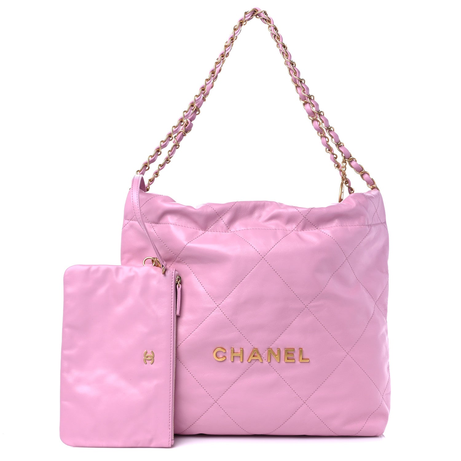 Chanel Shiny Calfskin Quilted Small Chanel 22 Pink 1 of 11