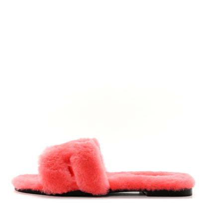 Hermes Woolskin Oran Sandals 39 Rose Du Desert 1 of 8