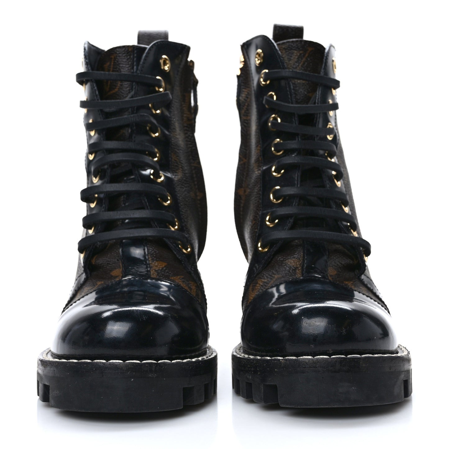 Patent Calfskin Monogram Star Trail Ankle Boots 36 Black