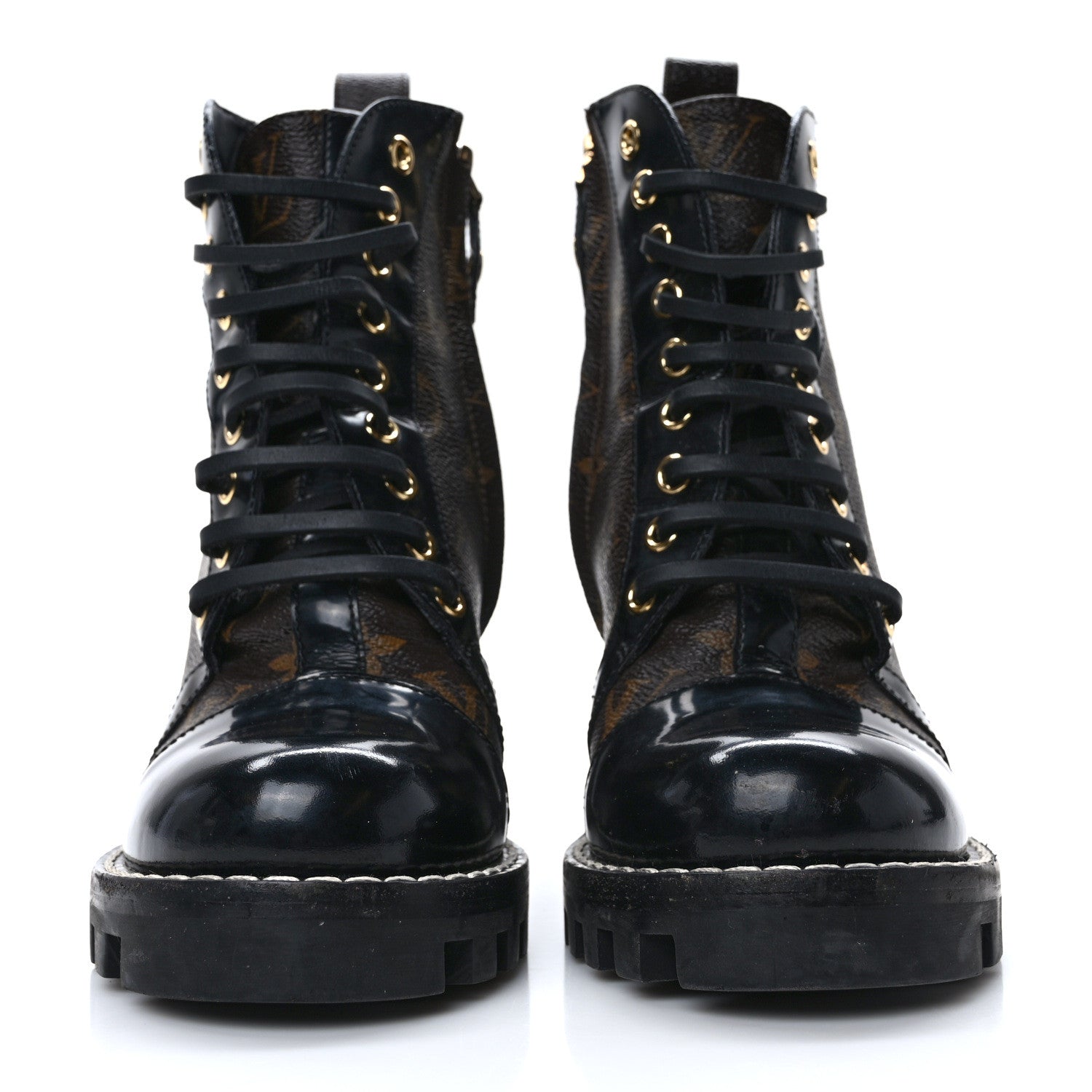 Louis Vuitton Patent Calfskin Monogram Star Trail Ankle Boots 36 Black 2 of 9