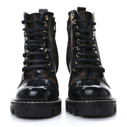 Louis Vuitton Patent Calfskin Monogram Star Trail Ankle Boots 36 Black 2 of 9