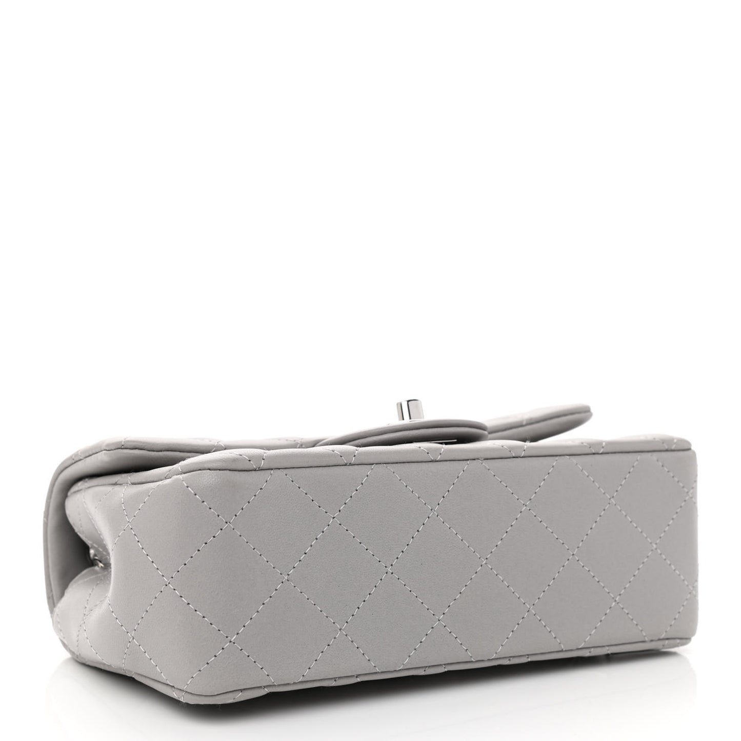 Lambskin Quilted Mini Rectangular Flap Grey