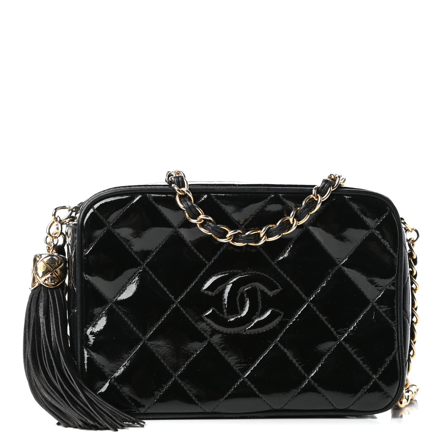 Chanel Patent Tassel Quilted Shoulder Bag Black 1 of 10