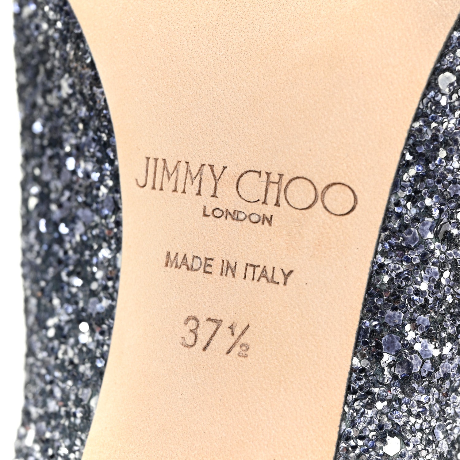 Jimmy Choo Coarse Glitter Degrade Pointy Toe Romy 100 Pumps 37.5 Navy Silver 9 of 11