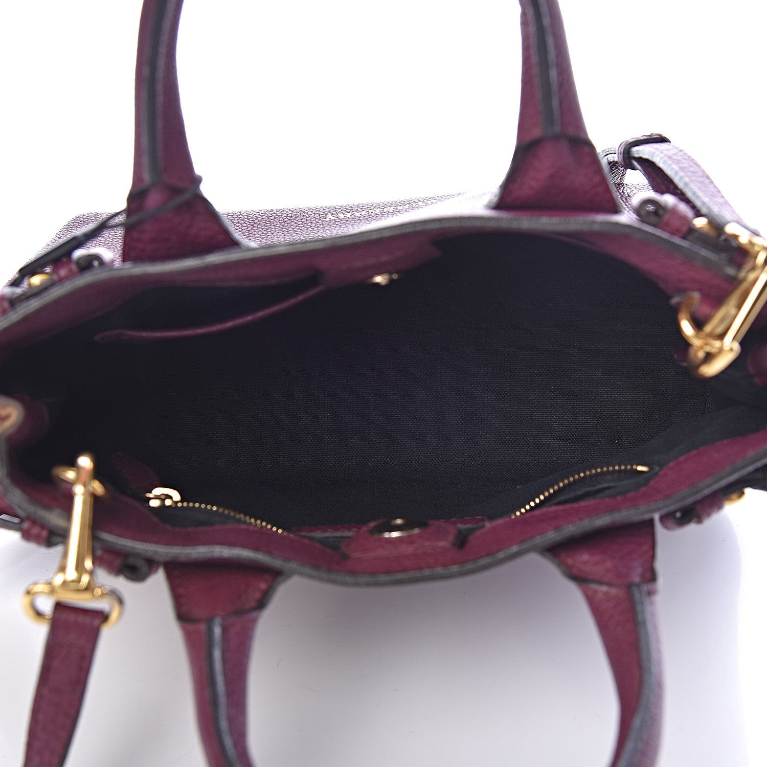 Burberry Grainy Calfskin House Check Small Banner Tote Elderberry 5 of 10