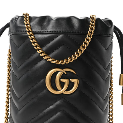 Gucci Calfskin Matelasse Mini GG Marmont 2.0 Bucket Bag Black 8 of 11