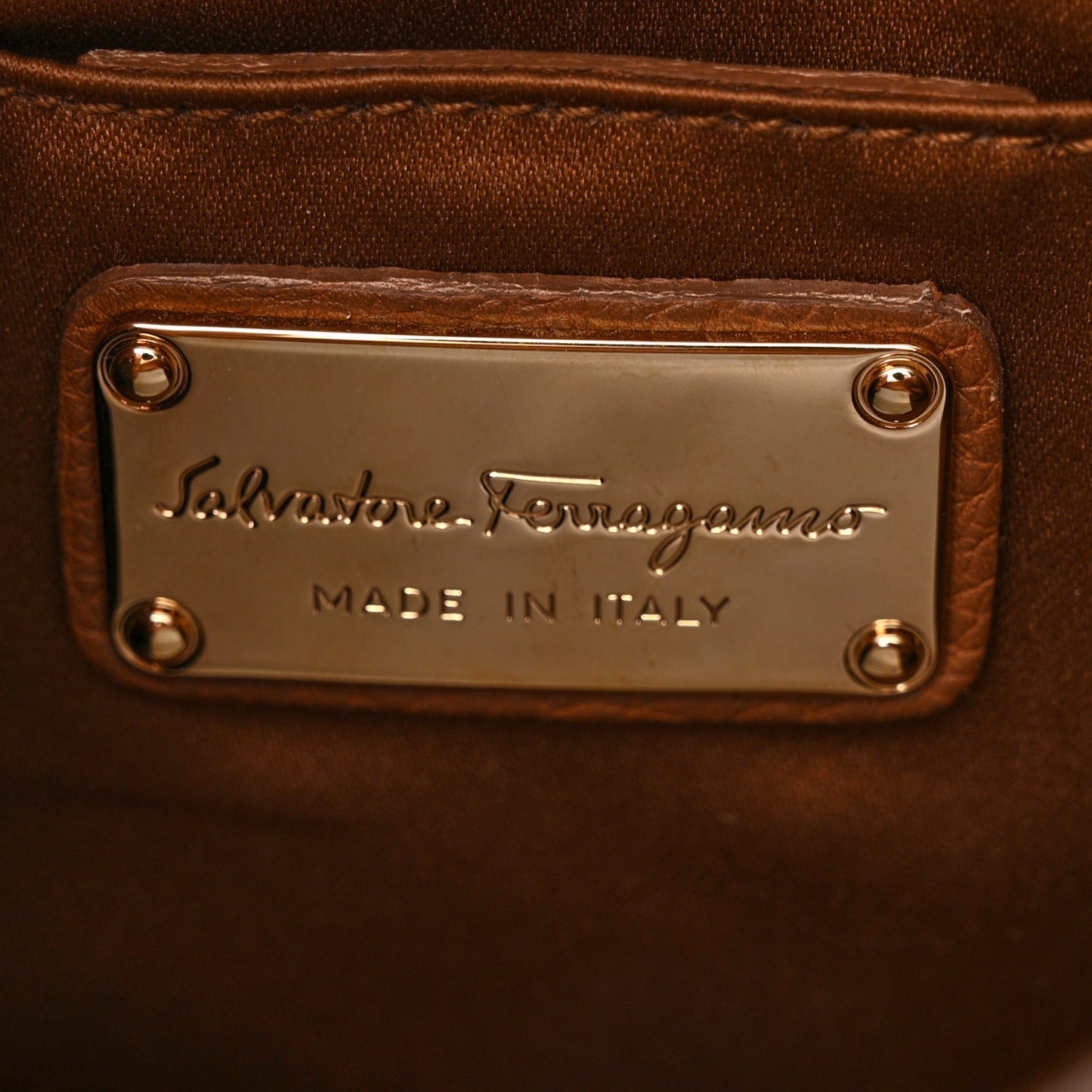 Grained Calfskin Ginger Crossbody Brown