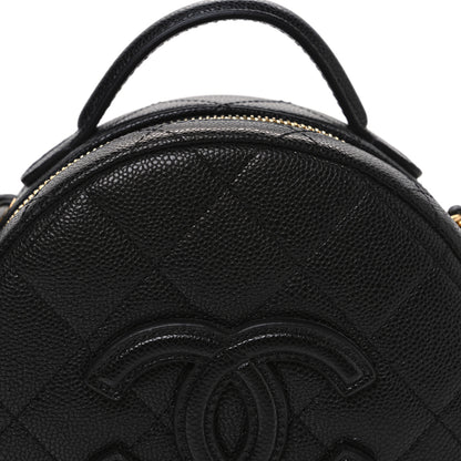 Chanel Caviar Quilted Small Round Vanity With Chain Black 8 of 10