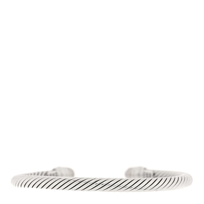 David Yurman Sterling Silver 18K White Gold Diamond 5mm Cable Classics Bracelet 2 of 3