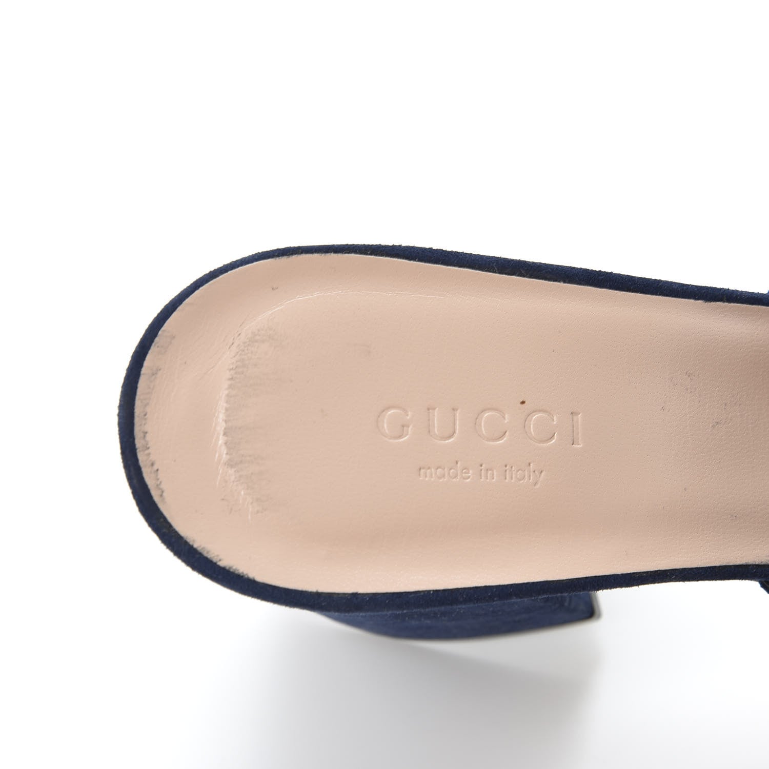 Gucci Kid Scamosciato GG Marmont Fringe 75mm Slide Sandals 38.5 Blue Ink 8 of 10