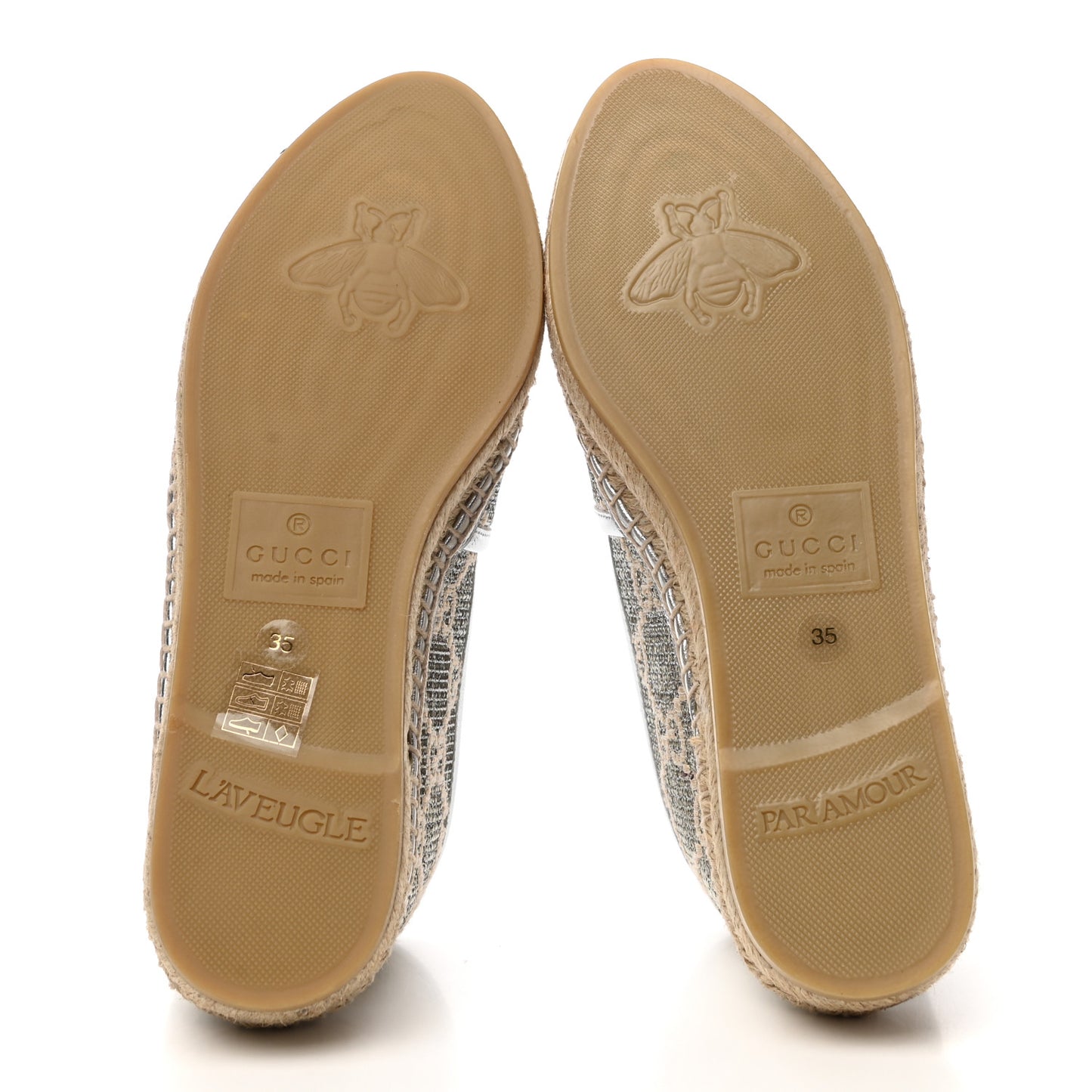 Lame Nappa GG Monogram Espadrilles 35 Silver Beige