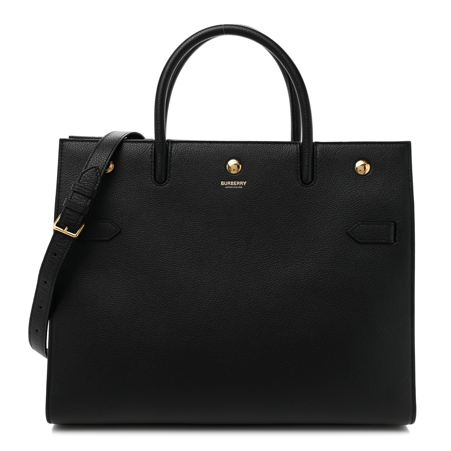 Burberry Grainy Calfskin Large Title Tote Black 1 of 15