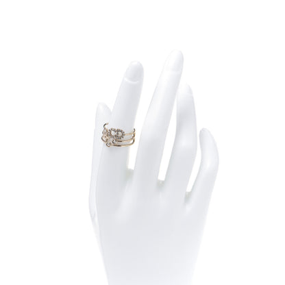 Christian Dior Metal Crystal Shiny-D Ring L Gold 3 of 10