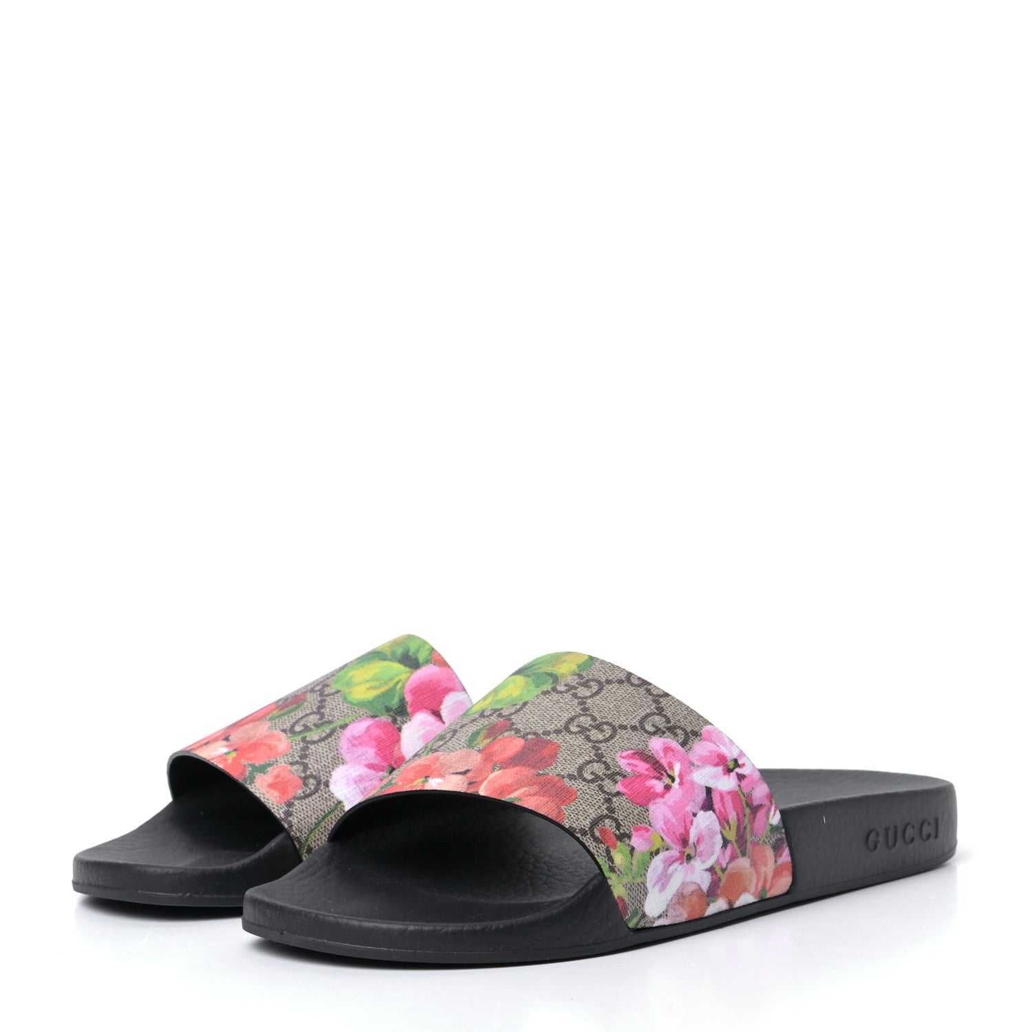 Gucci GG Supreme Monogram Blooms Slide Sandals 37 Beige Multicolor 3 of 8