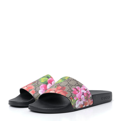Gucci GG Supreme Monogram Blooms Slide Sandals 37 Beige Multicolor 3 of 8