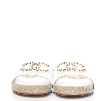 Chanel Lambskin Pearl CC Espadrille Slip On Sandals 42 Ivory 2 of 8