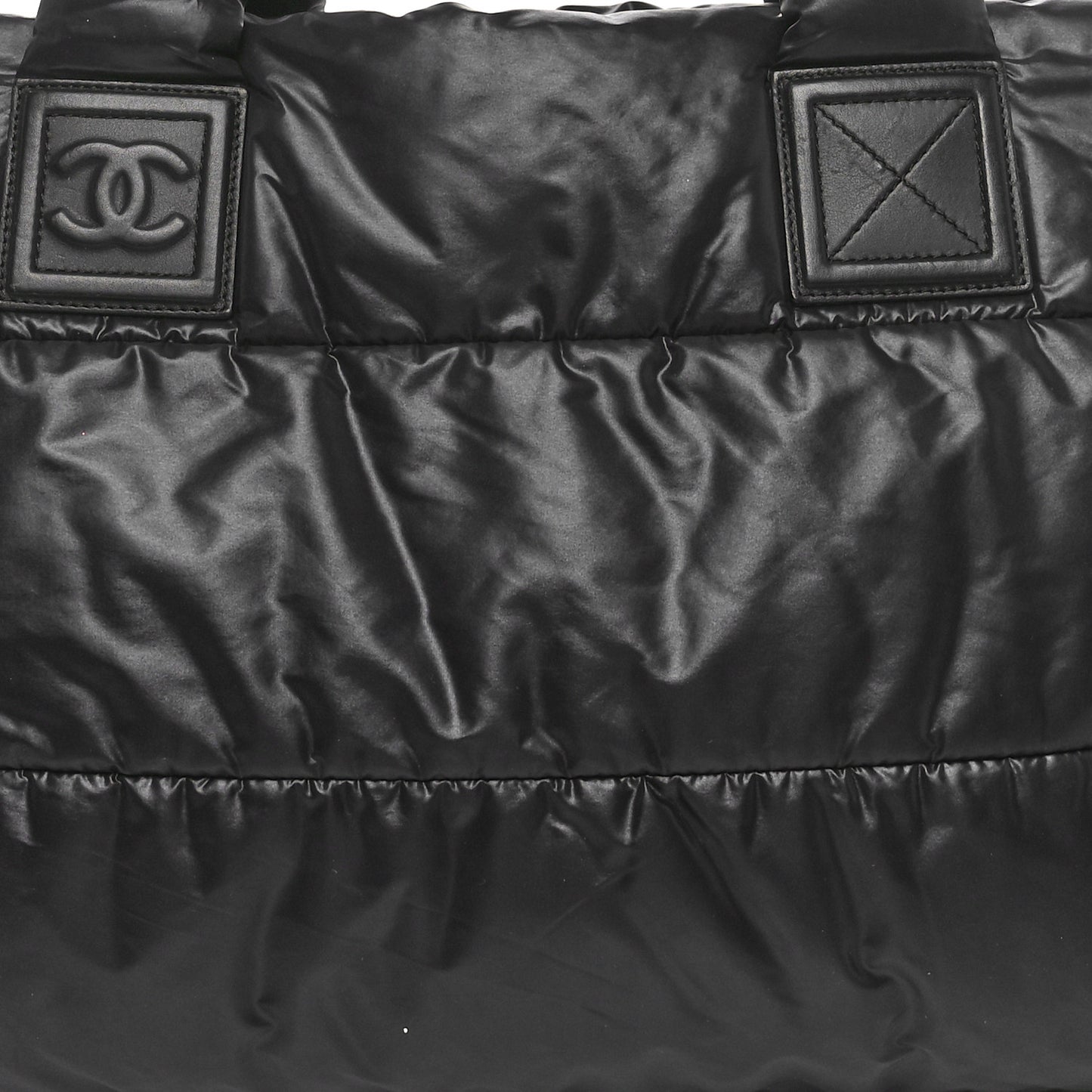 Nylon Quilted Medium Coco Cocoon Reversible Tote Black