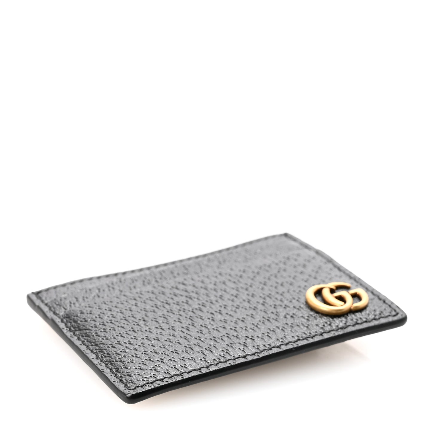 Calfskin Boar Effect GG Marmont Card Holder Money Clip Black Black
