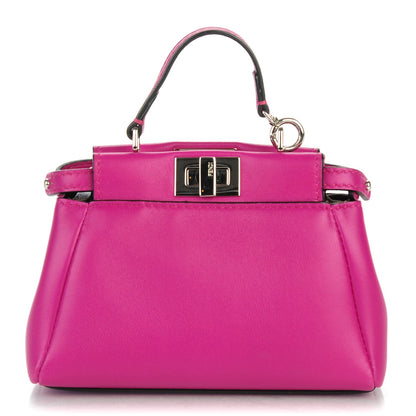 Fendi Nappa Micro Peekaboo Iconic Satchel Magenta 1 of 9