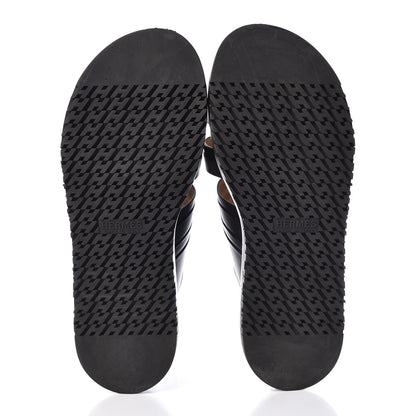 Hermes Calfskin Mens Buckle Sandals 43 Black 7 of 10