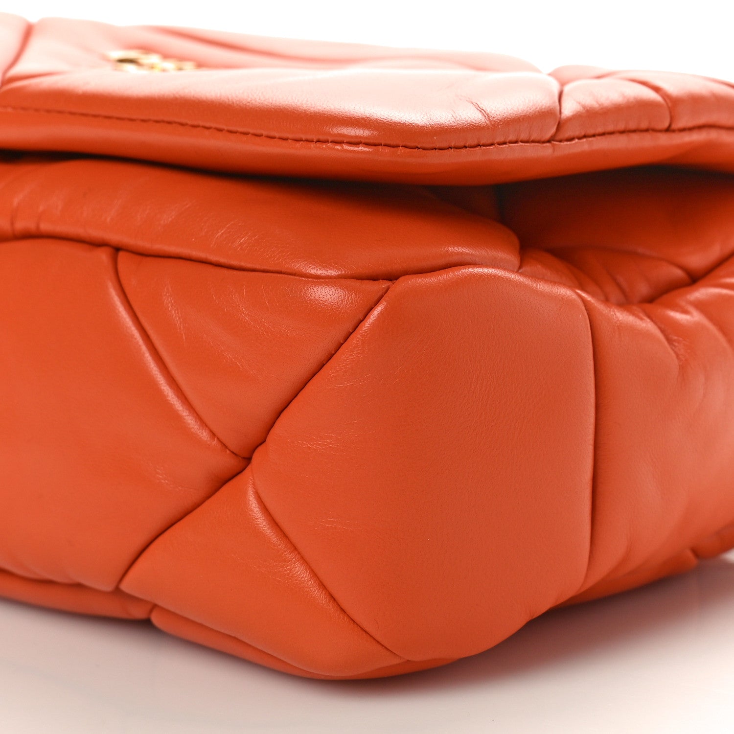 Prada Nappa Metal Quilted Small Patchwork System Flap Bag Arancio 9 of 9