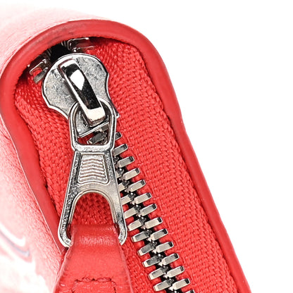 Balenciaga Calfskin Political Campaign Logo Zip Around Card Holder Vivid Red 11 of 13