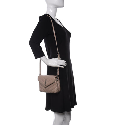 Saint Laurent Calfskin Y Quilted Monogram Toy Loulou Satchel Light Natural 2 of 11