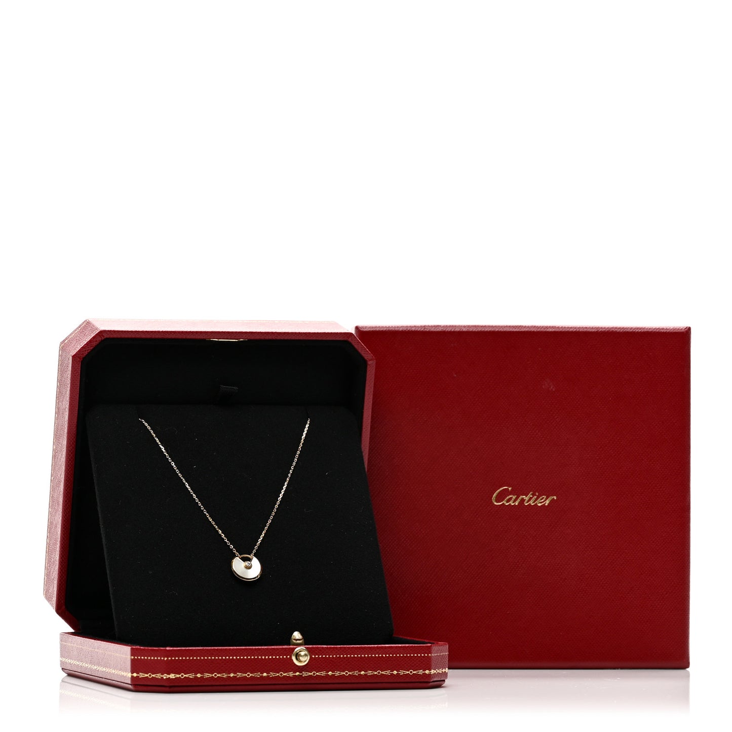 18K Yellow Gold Diamond Mother of Pearl XS Amulette de Cartier Pendant Necklace