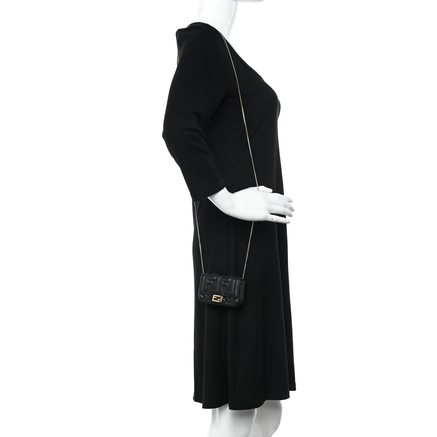 Fendi Nappa Matisse FF Embossed Nano Baguette Charm Black 2 of 9