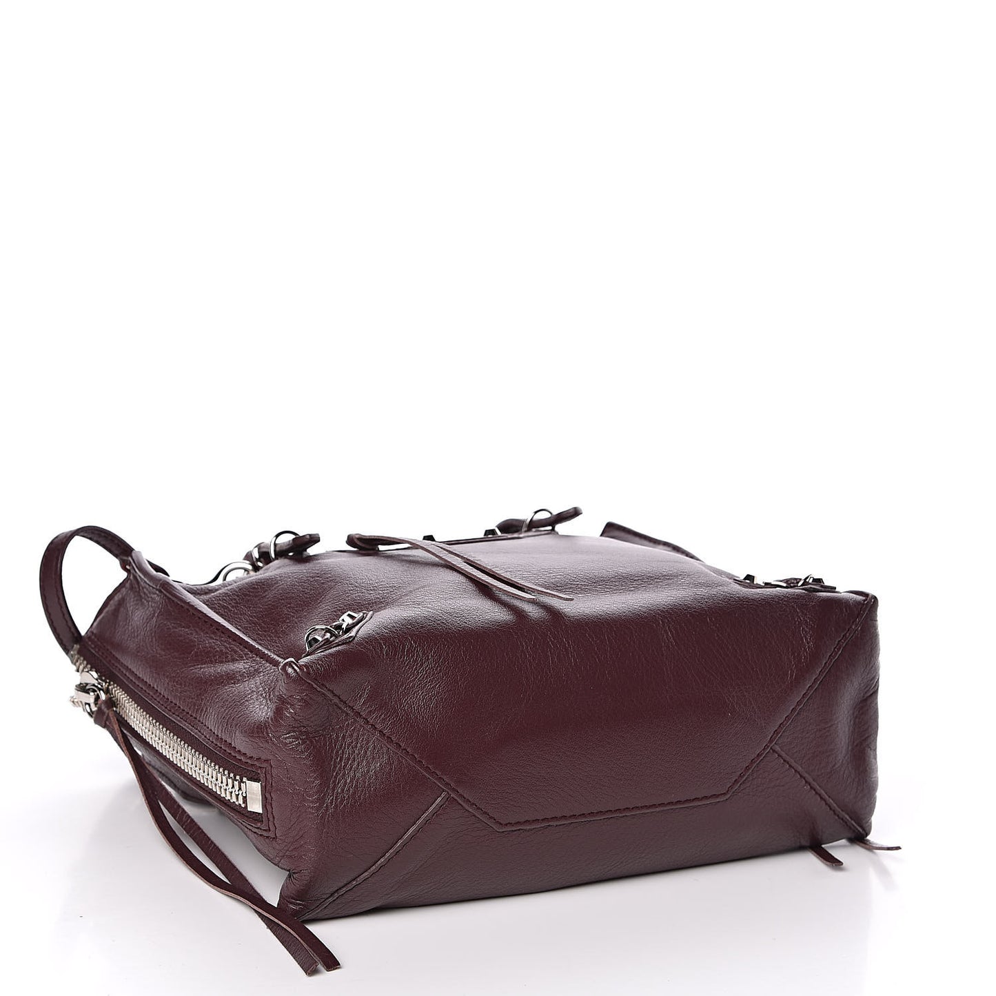 Calfskin Papier Mini A4 Zip Around Tote Rouge Aubergine