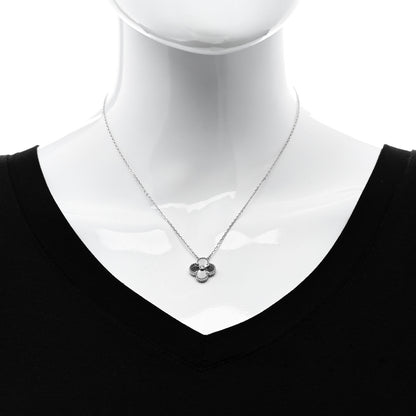Van Cleef & Arpels 18K White Gold Diamond Guilloche Vintage Alhambra Pendant Necklace 2 of 6