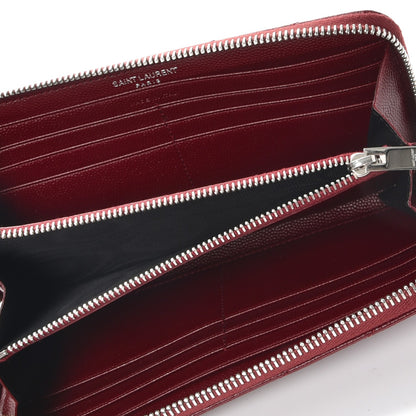 Saint Laurent Grain De Poudre Matelasse Chevron Monogram Zip Around Wallet Dark Red 5 of 8