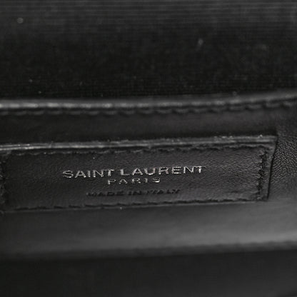 Saint Laurent Grain De Poudre Textured Mixed Matelasse Large Triquilt Monogram Monochrome Satchel Black 6 of 15